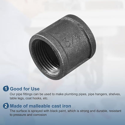 uxcell 1"(25mm) Pipe Fitting Coupling, Cast Malleable Iron Threaded Pipe Coupling Connector for Vintage Shelf Bracket DIY Furniture Plumbing Pipe, 1Pcs