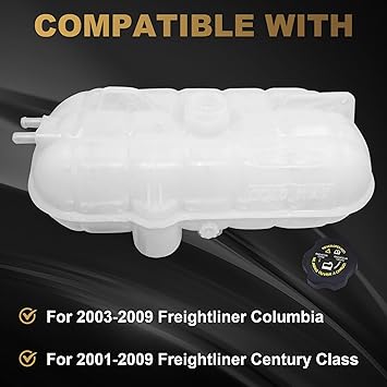 Partsflow Coolant Reservoir Tank W Cap Compatible With 2001-2009 Freightliner Century Class  2003-2009 Freightliner Columbia 603-5201 05-23045-000