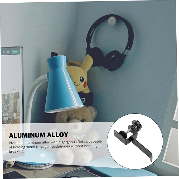 Angoily Universal Headset Hanger Desk Headphone Stand Aluminum Alloy Fits for Headphones Coiled Cords Holder