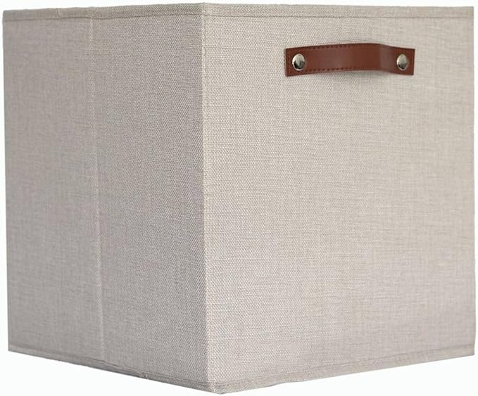 MBETA Pure Color Thickened Linen Storage Basket Fabric Clothes Sundries Finishing Box Household Folding Storage Box Artifact