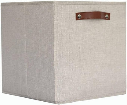 MBETA Pure Color Thickened Linen Storage Basket Fabric Clothes Sundries Finishing Box Household Folding Storage Box Artifact