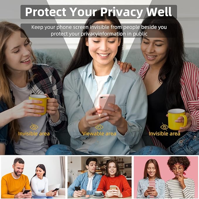 EGKimBa Privacy Screen Protector: Compatible with iPhone 16e, 14, 13 and 13 Pro 6.1 inch, blue light tempered glass, colorful, galvanized, anti-spy, anti-blue light