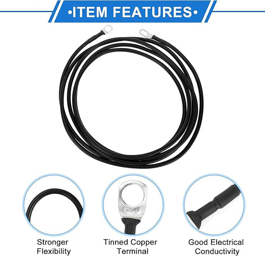 1 Pc Battery Inverter Cable 10 AWG Gauge 8FT 38" Lug 516" Lug Battery Cable Universal for Car Vehicle Boat RV Solar Tinned Copper Black