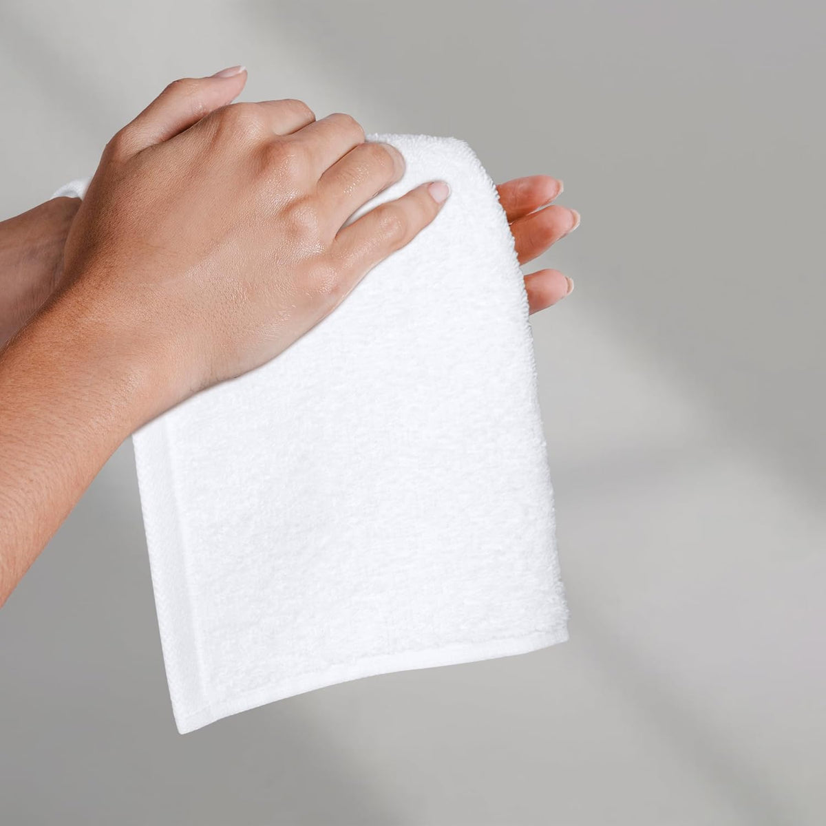 Basics Fast Drying Cotton Washcloths for Bathroom, Machine Washable, Soft and Highly Absorbent, 12 x 12 in, White, 24-Pack