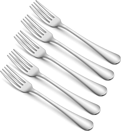 5 Pcs Thicken Dinner Forks Stainless Steel Forks Silverware Mirror Polished Dishwasher Safe for Kitchen Home Restaurant - Silver Fork