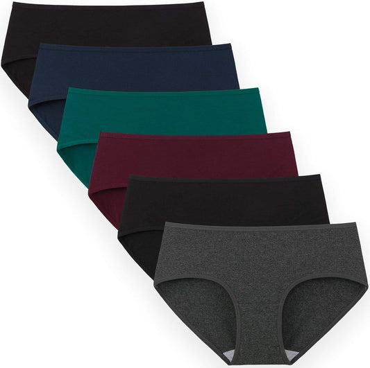 INNERSY Womens Underwear Cotton Hipster Panties Regular & Plus Size 6-Pack