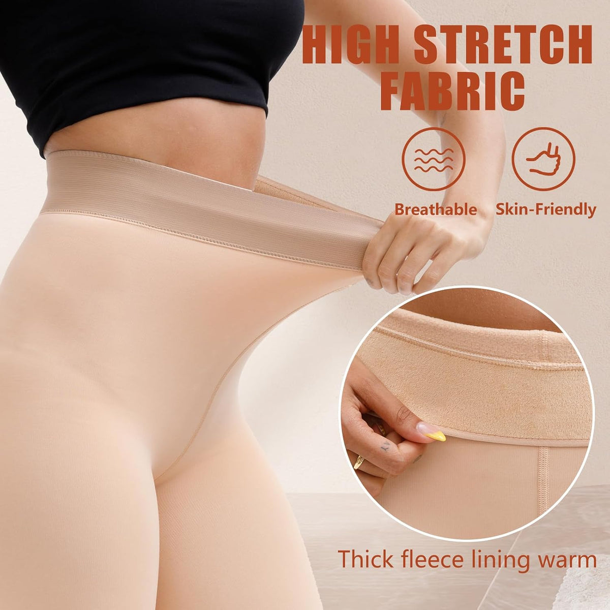 HONGTEYA Fleece Lined Tights Women Winter Thermal Leggings Pantyhose Fake Translucent Thick Warm Sheer Tights