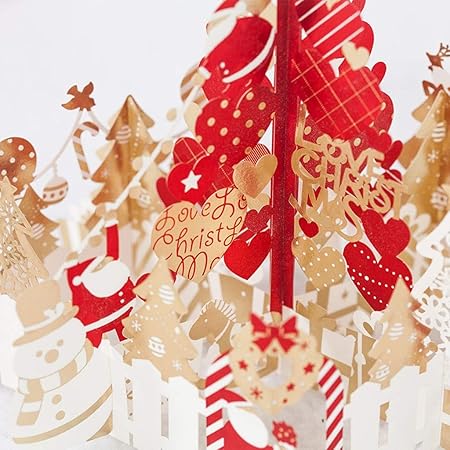 Christmas Tree Card, Greeting Cards, Hollow Bronzing Love Tree Blessing Card 3D Pop Up Card, Pop Up Christmas Cards,