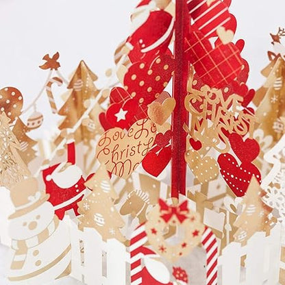 Christmas Tree Card, Greeting Cards, Hollow Bronzing Love Tree Blessing Card 3D Pop Up Card, Pop Up Christmas Cards,