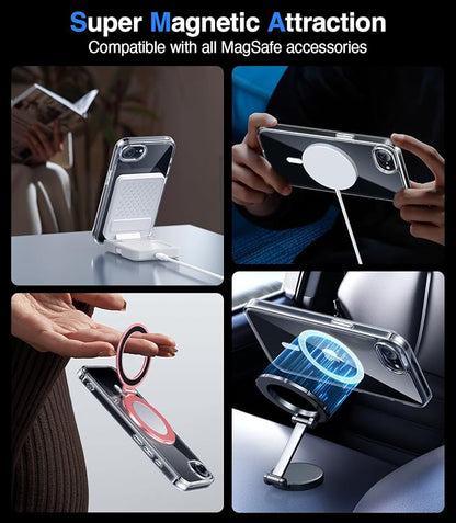 Magnetic Case for iPhone 17e & iPhone 16e (6.1 inch), [with Privacy Screen Protectors] [Anti-Yellow Tech], Compatible with MagSafe, Military-Grade Protection, for iPhone 17e/ iPhone 16e Case, Clear