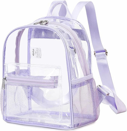 abshoo Clear Mini backpack Stadium Approved 12x12x6 Clear Bag Transparent Small Backpacks (Purple)