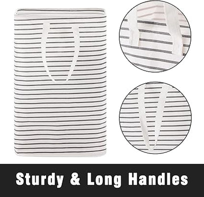 72L Large Collapsible Laundry Basket, Freestanding Clothes Hamper with Easy Carry Long Handles, Waterproof Washing Bag for Bedroom, Bathroom, and Nursery (Grey, 1 Pack)