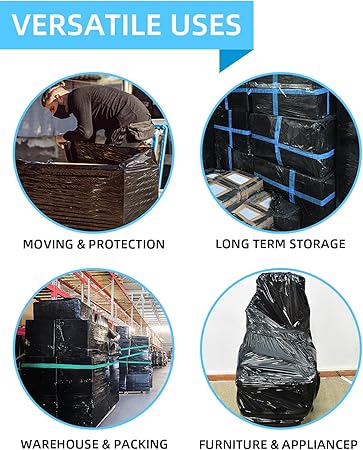 Stretch Wrap Roll, Heavy Duty 1500ft Shrink Wrap Roll, Black 18 Inch 80 Gauge Industrial Strength Stretch Film, Plastic Wrap for Pallet Wrapping Shipping Moving(2 Pack)