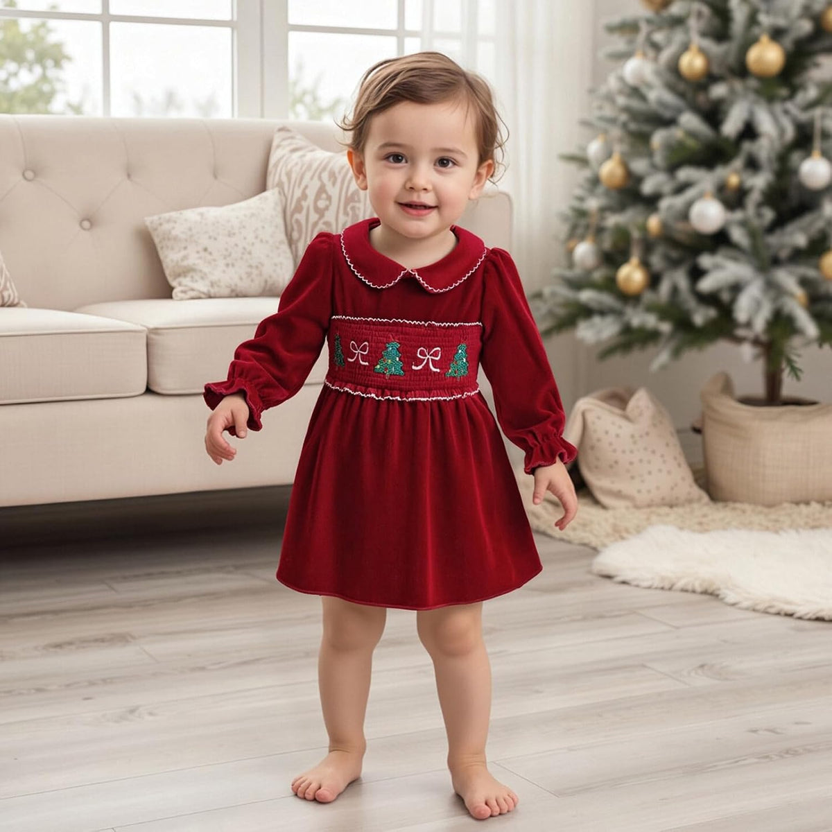 Seyurigaoka Toddler Baby Girl Dress Big Sister Outfits Ruffle Long Sleeve A-line Dresses Cute Fall Winter Clothes