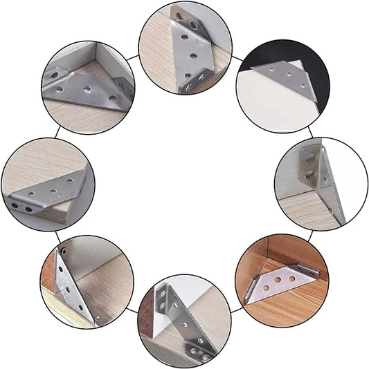 CertBuy 40 Pack Corner Brackets for Wood, Universal Furniture Corner Connectors, Heavy Duty Corner Braces, Triangular Support Brackets for Furniture, Drawers, Cabinets, Tables, Chairs and Closet