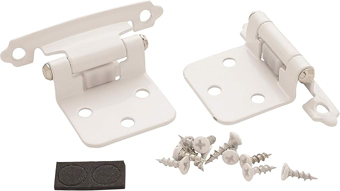 Amerock Cabinet Hinge - Variable Overlay, White, 2 Pack, Self-Closing, Face Mount