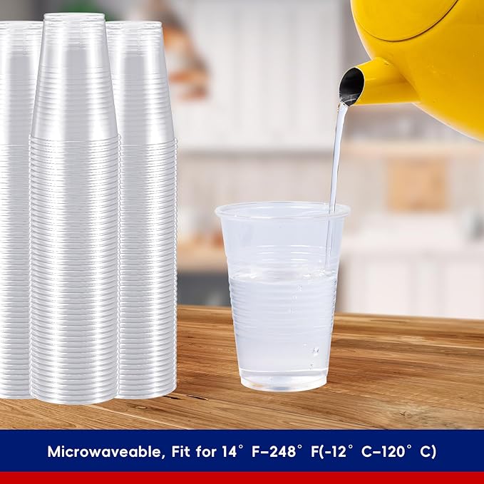 JOLLY CHEF 300 Pack 7 oz Clear Plastic Cups,7 Ounce Disposable Cups for Parties, Picnics, BBQs, Travel, and Events