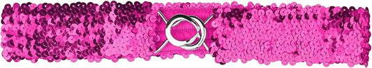 Allegra K Womens Plus Size Stretchy Skinny Waist Belts Shiny Sequins Decor Elastic Belts for Dresses