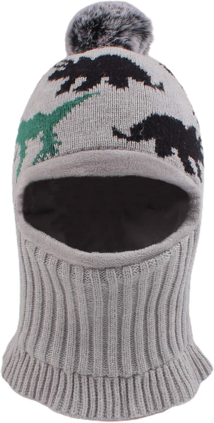 Winter Baby Knitted Hat Scarf Kids Boys Girls Hood Hats Toddler Earflap Beanie with Pompom