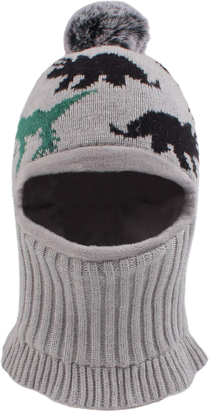Winter Baby Knitted Hat Scarf Kids Boys Girls Hood Hats Toddler Earflap Beanie with Pompom