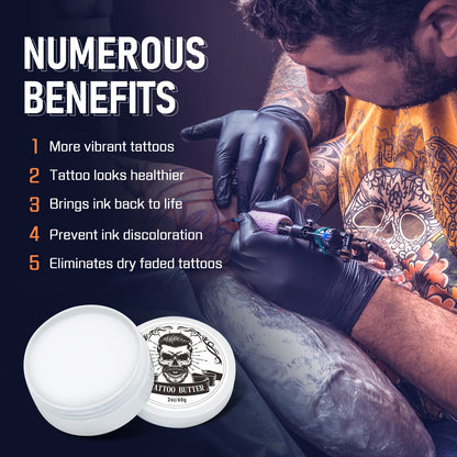 FUNAN Tattoo Butter Aftercare Cream, Tattoo Care Balm for Before, During, After Tattoo Process, Safe, Natural Tattoo Aftercare Cream (2 oz)