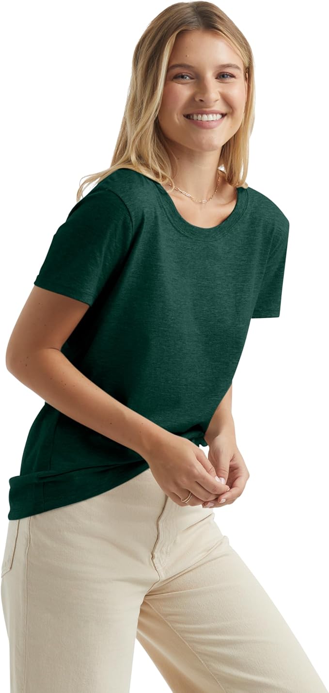Hanes Perfect-T Crewneck T-Shirt, Lightweight Cotton Short Sleeve Tee for Women