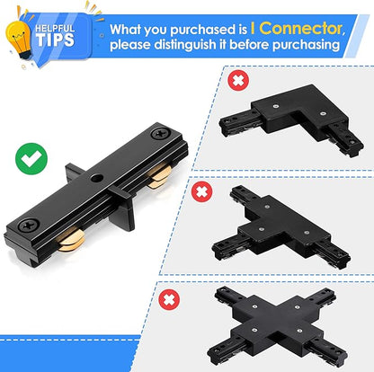 Enhon 2 Pack H Track Dead End I Connector Compatible with WAC Lighting H Track Systems, 3 Wire Lighting Accessories, LED Lights Connector(Black)