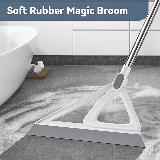 Multifunction Magic Broom, Squeegee Broom for Floor, Rubber Broom, Silicone Broom for Floor Cleaning, Magic Broom Sweeper for Living Room, Kitchen, Bathroom-Easy Dry The Glass (Grey, 54 INCH)