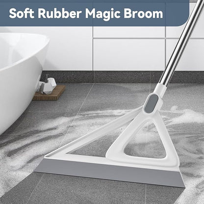 Multifunction Magic Broom, Squeegee Broom for Floor, Rubber Broom, Silicone Broom for Floor Cleaning, Magic Broom Sweeper for Living Room, Kitchen, Bathroom-Easy Dry The Glass (Grey, 54 INCH)
