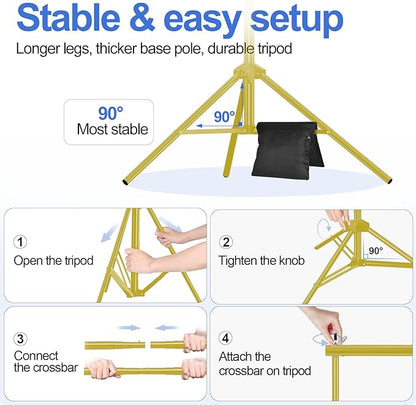 EMART Backdrop Stand 10x7ft(WxH) Photo Studio Adjustable Background Stand Support kit with 2 Crossbars, 8 Clamps, 2 Sandbags and Carry Bag for Parties, Events Decoration, Wedding -Titanium Gold