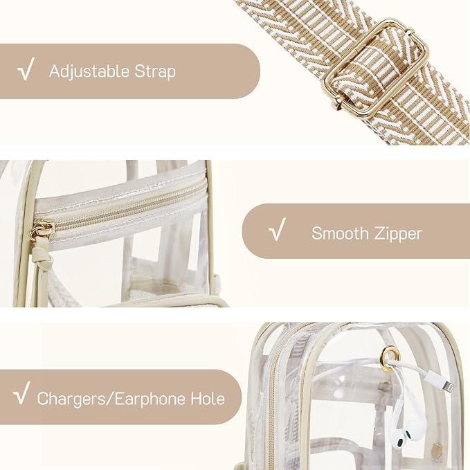 This clear crossbody bag is perfect for concerts, stadiums, and other events. It's lightweight, compact, and meets most clear bag policies.