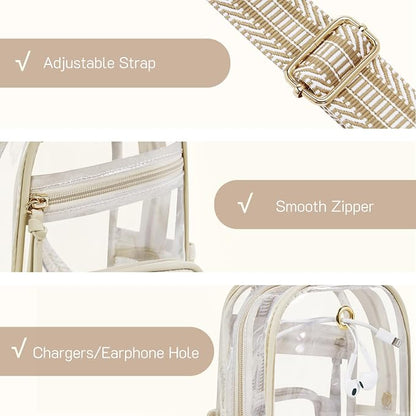This clear crossbody bag is perfect for concerts, stadiums, and other events. It's lightweight, compact, and meets most clear bag policies.