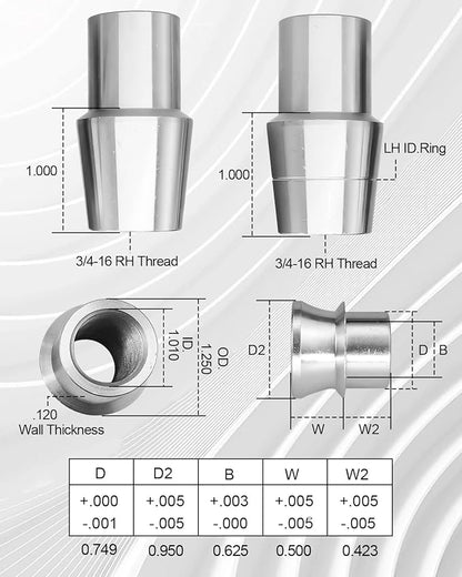 34 Heim Joint Rod End Kit, Left and Right Hand Thread Heim Joint, 2 Link 750 Chromoly Joints Panhard Rod End Kit, 1 Set