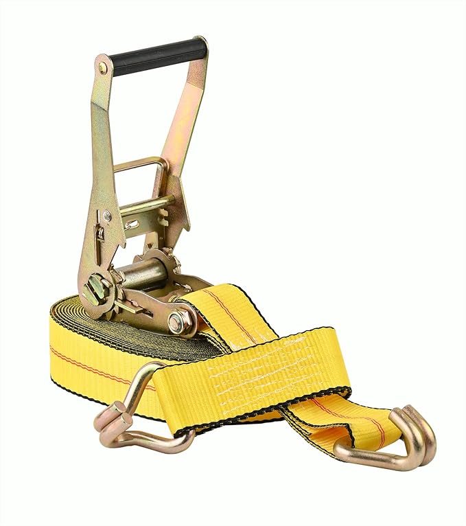 Heavy Duty Ratchet Tie Down (1 PK) 2" x 27' 3333 LBS Working Load, 10000 LBS Break Strength a Double J Hook Ratchet Straps Perfect for Moving Appliances, Lawn Equipment and Motorcycles