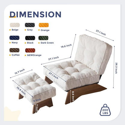 MAXYOYO Accent Chair (ottoman not included), Lounge Chair with Adjustable Backrest Tufted Living Room Chair Upholstered Lounge Chair, Modern Chair for Reading Room, White