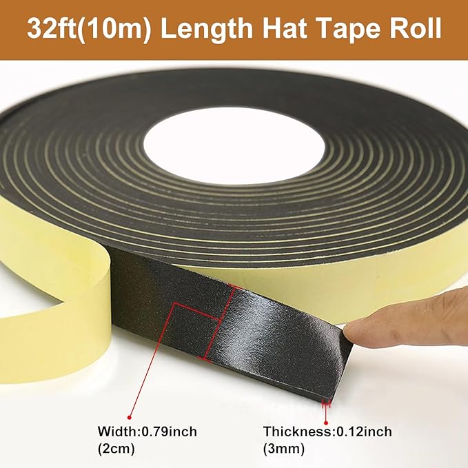 Hat tape size reducer, 32ft EVA foam hat size reducer insert, self-adhesive tape for hats, cowboy hats, caps and helmets