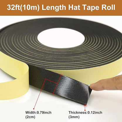 Hat tape size reducer, 32ft EVA foam hat size reducer insert, self-adhesive tape for hats, cowboy hats, caps and helmets