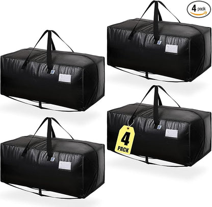 AlexHome Moving Bags Heavy Duty,Extra Large Packing Bags for Moving,Reusable Plastic Moving Totes,Clothes Storage Containers,Moving Supplies Bins,Compatible with Ikea Frakta Cart (Black,Set of 4)