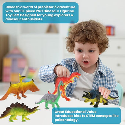 Dinosaur Toys for Kids 3-5, 10 PCS Realistic Plastic Dinosaur Figure Toy Set Including T-Rex, Stegosaurus, Spinosaurus, Ideal Gift for Toddlers Boys Girls, Dino Boy Toy