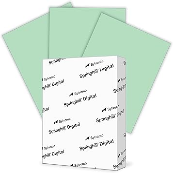 Springhill 8.5 x 11 Green Colored Cardstock Paper, 65lb, 176gsm, 250 Sheets (1 Ream)  Premium Medium Weight Vellum Cardstock, Printer Paper with Textured Finish  014050R