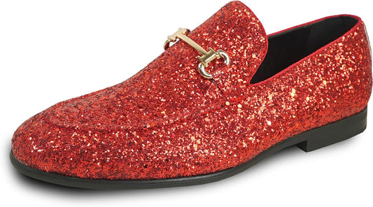 bravo! Men Dress Shoe Prom Slip-on Loafer Lace-up Oxford Cap Toe Metallic Glitter for Wedding Prom Black Blue Green Gold Pink Pewter Purple Silver Red