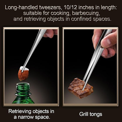 Aniso Long Tweezers, Stainless Steel, 10 inches