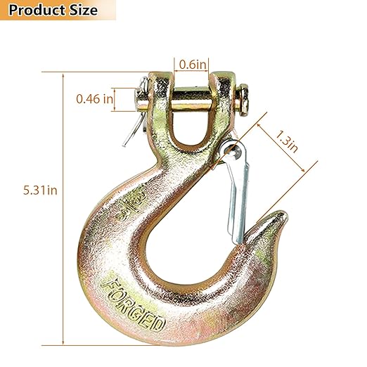 4Pack Clevis Slip Hook, 38 Inch Safety Latch Hook, Heavy Duty Forged G70 Chain Hook for Truck Trailer Winch Transport Tow Safety Chain Hooks,18,000 Lb Capacity