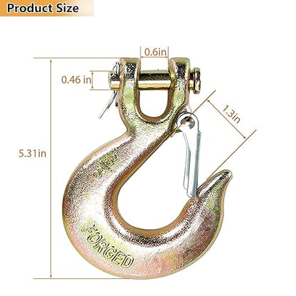 4Pack Clevis Slip Hook, 38 Inch Safety Latch Hook, Heavy Duty Forged G70 Chain Hook for Truck Trailer Winch Transport Tow Safety Chain Hooks,18,000 Lb Capacity