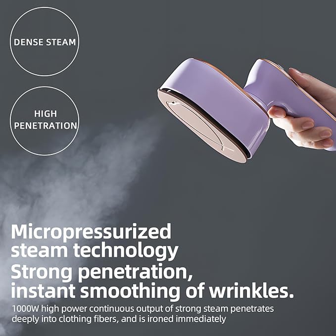 Portable Handheld Iron 20s Fast Heat-up Fabric Wrinkle Remover 2 in 1 Rotatable Travel Iron Steamer for Clothes Support Dry and Wet Ironing for Home Travel or College, US Plug, Blue