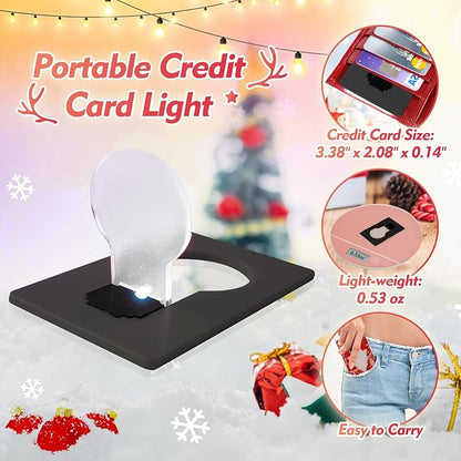 Credit Card Lights, Mini Portable Led Pocket Lamps Light Foldable Wallet Purse Lamps for Christmas Stocking Stuffers Gift Party Favors, 20 pcs Black Card White Color Light