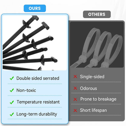 60 Pcs Nylon Universal Cable Tie Buckle - New Multifunctional Nylon Zip Ties Double Sided Buckle & Button Design Plastic Cable Ties Tool Fasteners Car Body UV Resistant Zipties for Car Daily Repair
