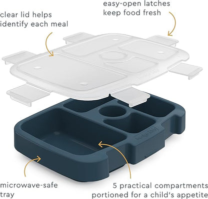 Bentgo¬Æ Kids Prints Tray with Transparent Cover - Reusable, BPA-Free, 5-Compartment Meal Prep Container with Built-In Portion Control for Healthy Meals At Home & On the Go (Friendly Skies)