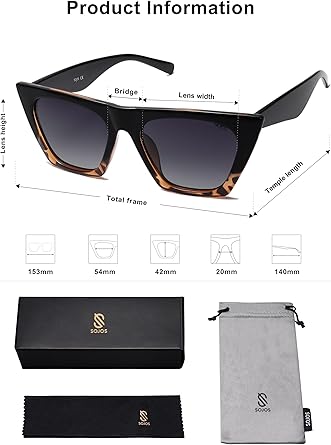 SOJOS Trendy Oversized Square Cateye Polarized Sunglasses Womens Big Frame Shades SJ2115