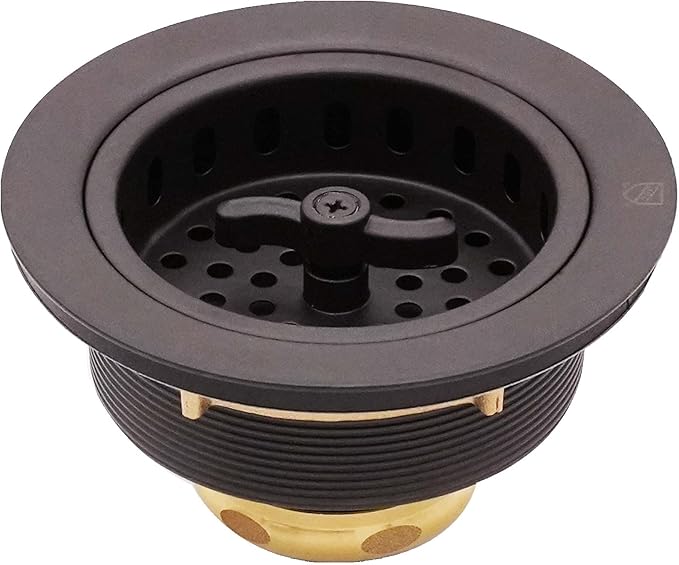 Westbrass A213-12 3-12" Wing Nut Twist Style Large Kitchen Sink Basket Strainer, Oil Rubbed Bronze